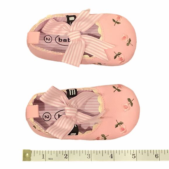 Baby Girl Shoes Pink Floral Embroidered, NWOT - Picture 4 of 4